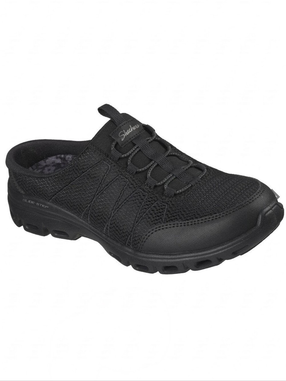 Skechers Glide‑Step Comfort Black Mesh Open‑Back Slip‑On Mule Sneakers Sz 9